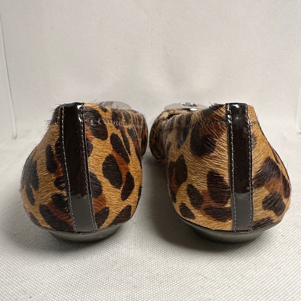 Antonio Melani Leopard Calf Hair Ballet Flats Silver Logo Women’s 7 - Picture 10 of 13